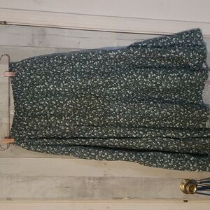 Green floral maxi skirt